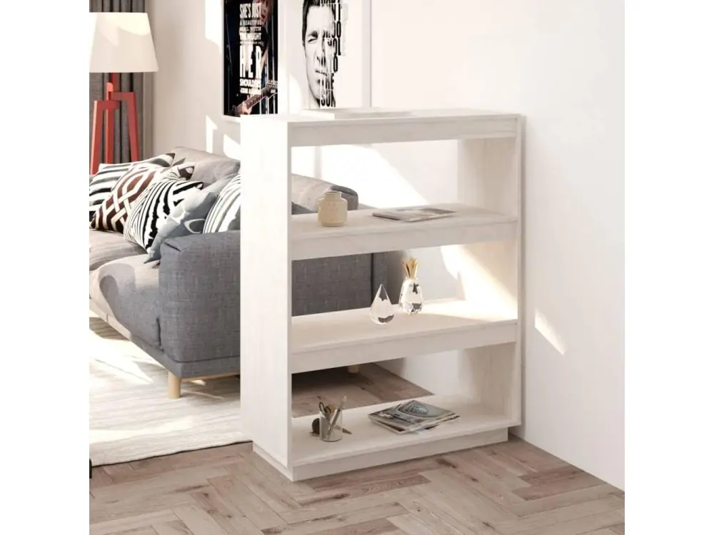 Papier crépon multicolore Bibliothèque/Séparateur de pièce Blanc 80x35x103 cm Bois de pin
