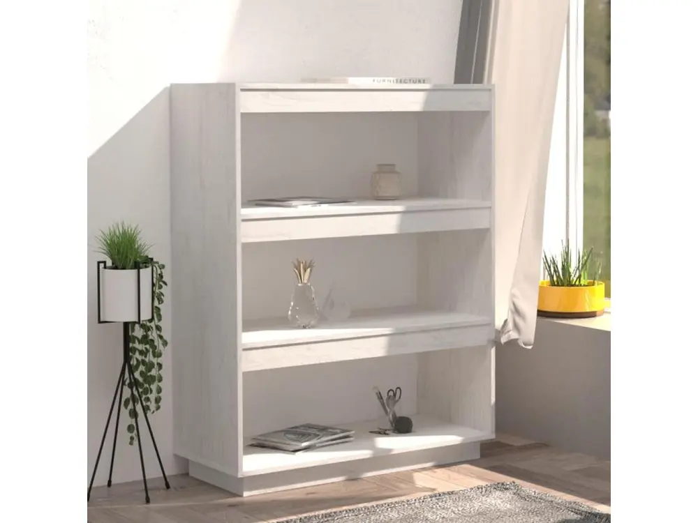 Papier crépon multicolore Bibliothèque/Séparateur de pièce Blanc 80x35x103 cm Bois de pin