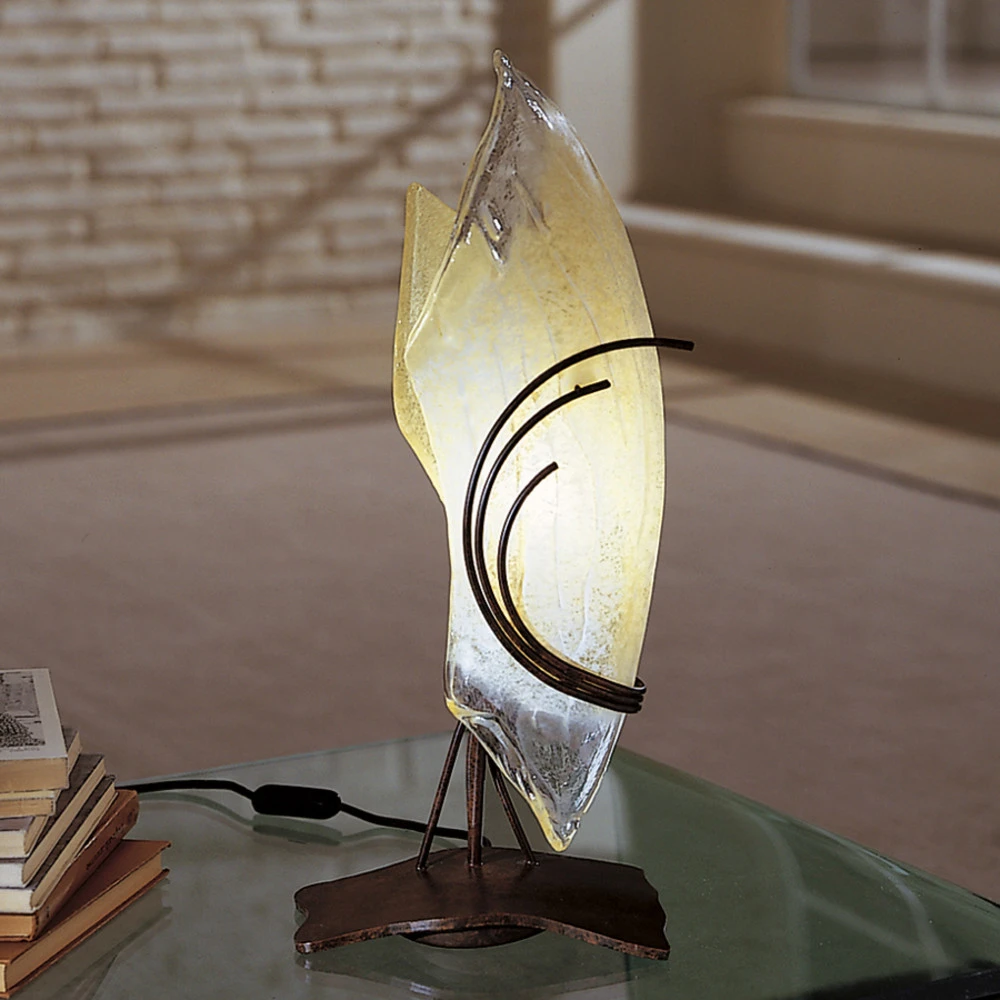 Papier crépon multicolore Lampe à poser design ROMA 48 verre courbé à droite