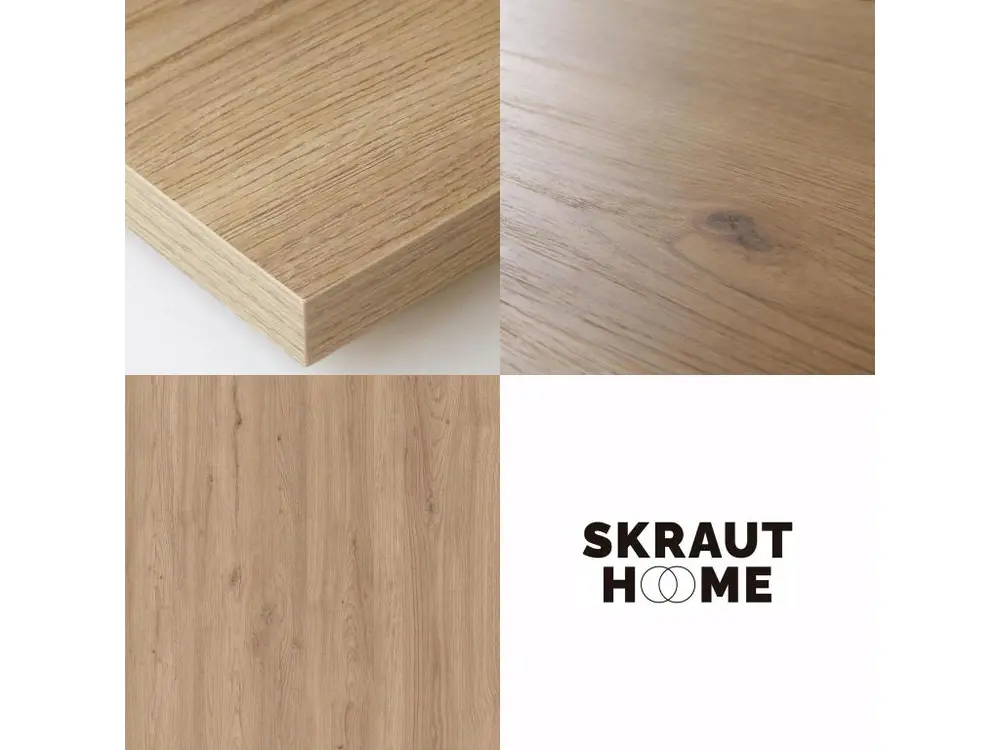 Papier crépon multicolore Table à manger, 170, Pour 8 personnes, Pieds en bois, Chêne