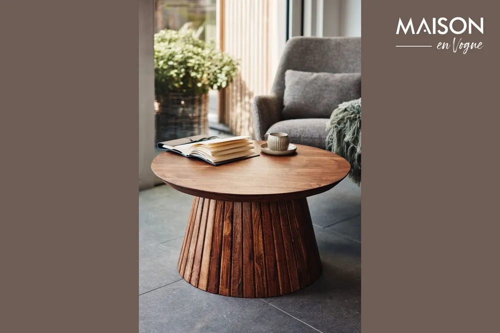Pied de table basse en bois obscur Edgar Pomax - 50cm