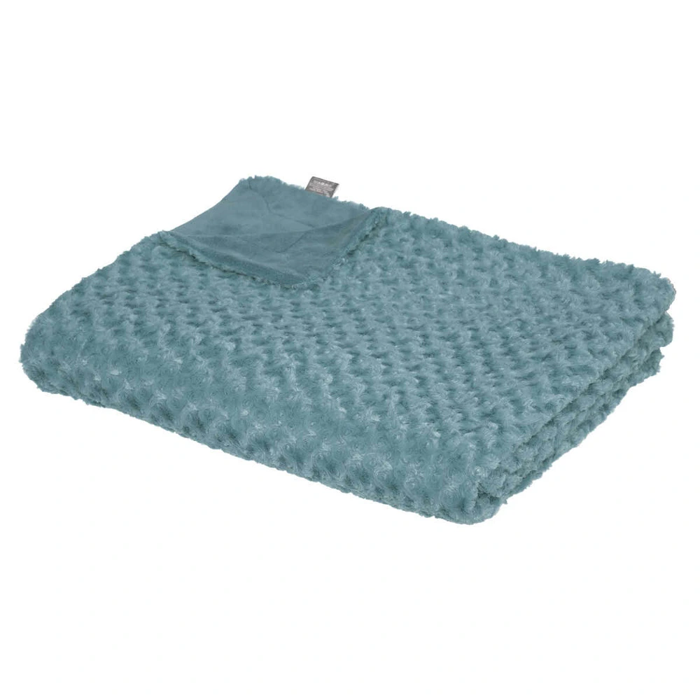 Plaid fourrure bouclée 180 x 230 cm bleu orage en Matériaux biodégradables