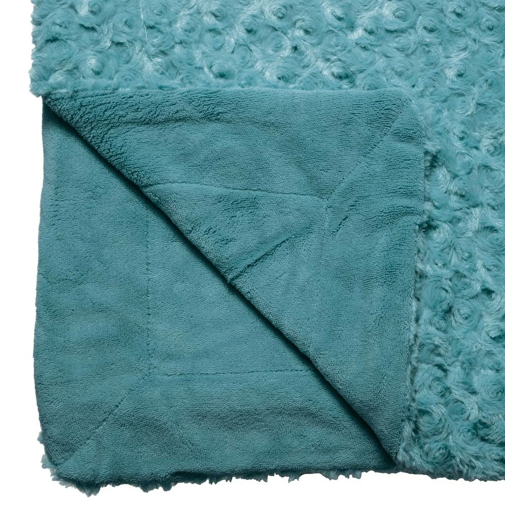 Plaid fourrure bouclée 180 x 230 cm bleu orage en Matériaux biodégradables