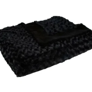 Plaid Noir Fourrure Bouclée 180 x 230 cm