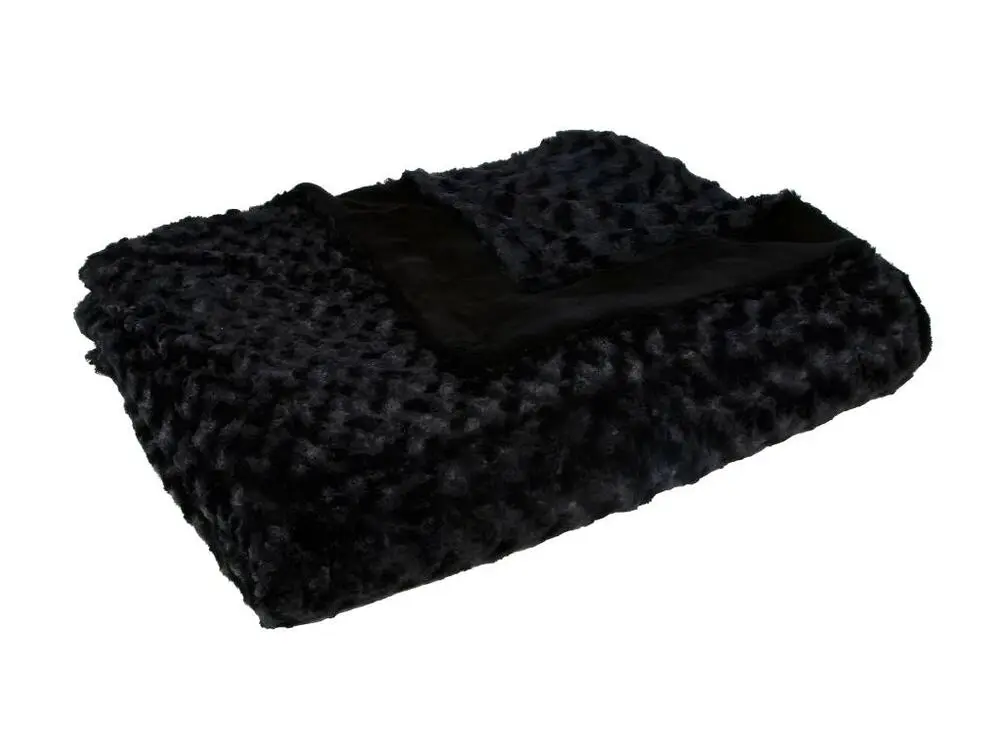 Plaid Noir Fourrure Bouclée 180 x 230 cm
