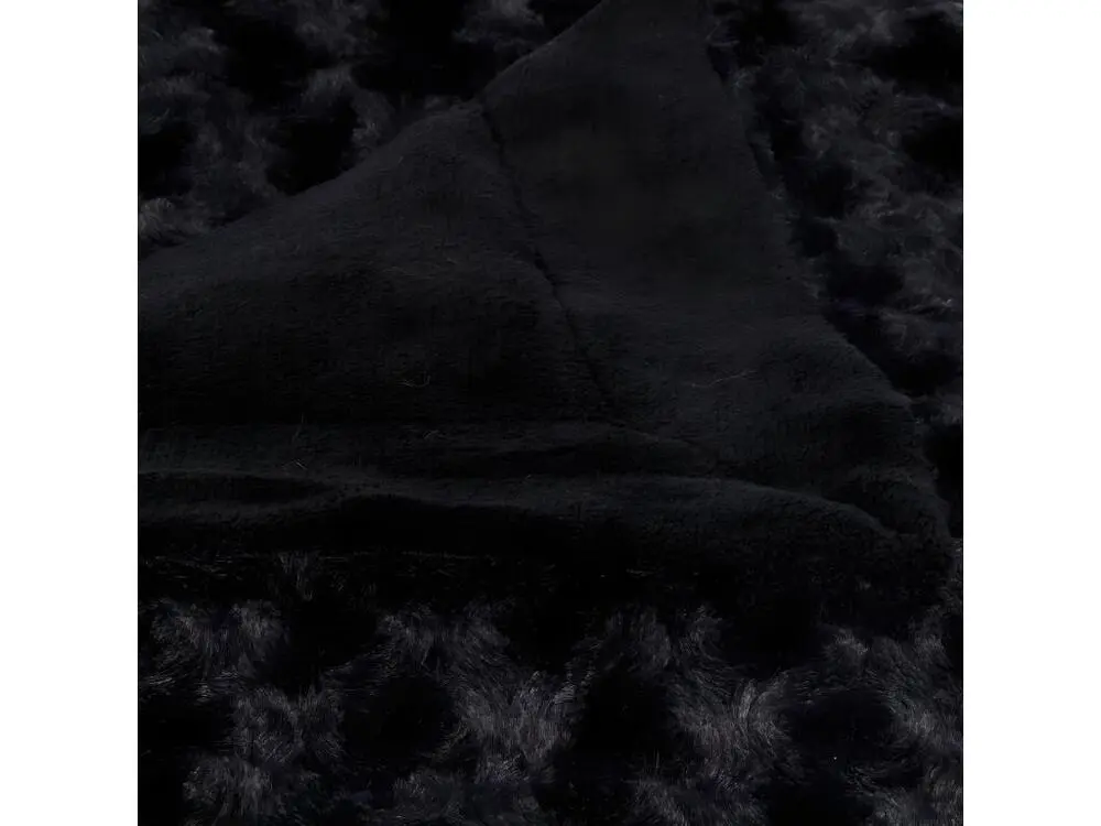 Plaid Noir Fourrure Bouclée 180 x 230 cm
