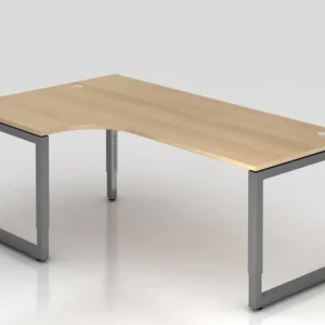 Premium Hammerbacher table d'angle pied O carré 200x120cm chêne/graphique forme d'angle 90° peut être mo...