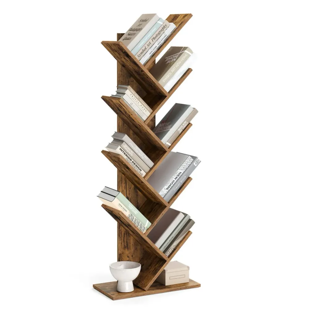 Professionnel Étagère bibliotheque 8 niveaux 50 x 24 x 141,5 cm en forme d'arbre marron 12_0004050