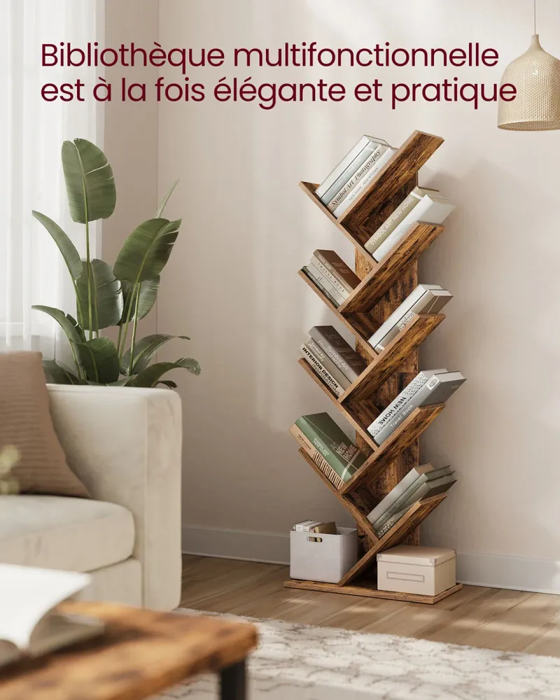 Professionnel Étagère bibliotheque 8 niveaux 50 x 24 x 141,5 cm en forme d'arbre marron 12_0004050