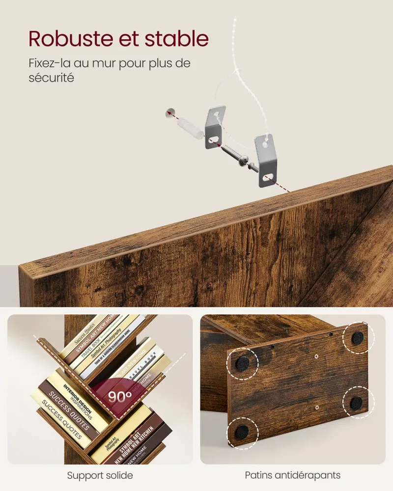 Professionnel Étagère bibliotheque 8 niveaux 50 x 24 x 141,5 cm en forme d'arbre marron 12_0004050