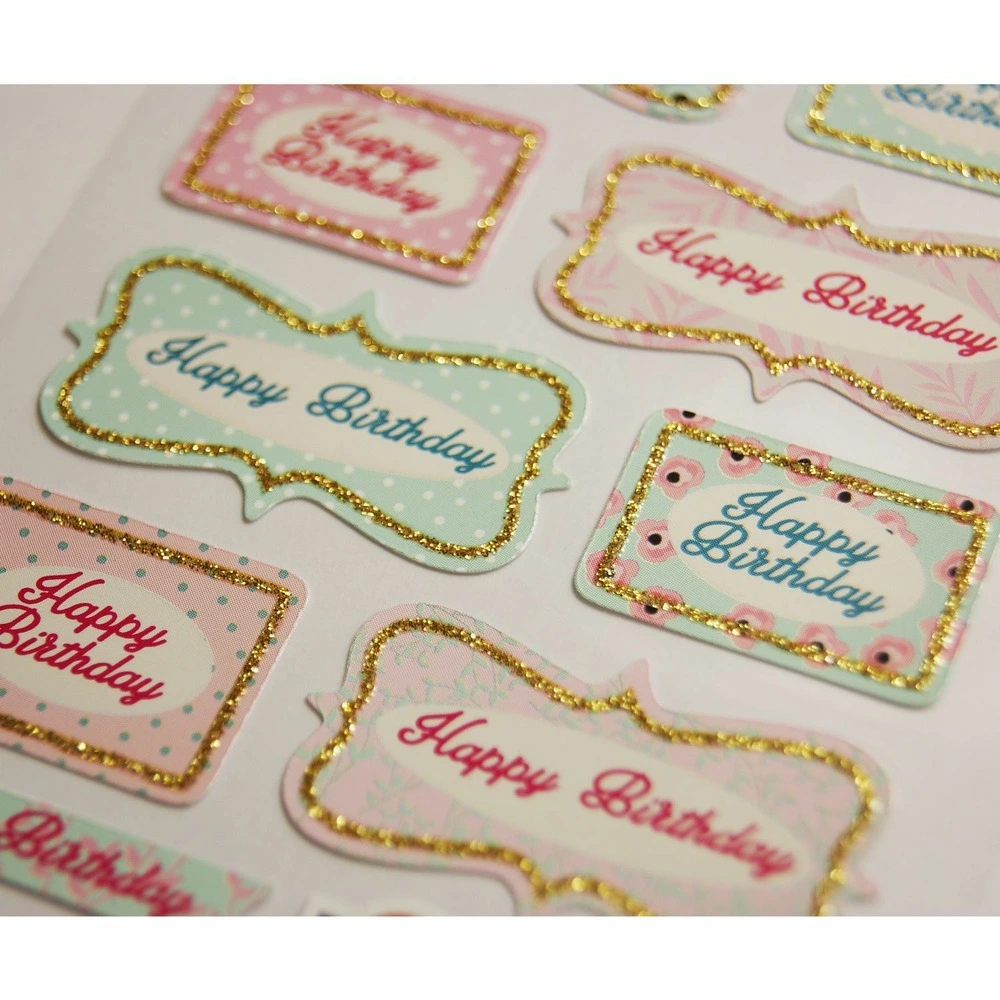 Stickers - etiquettes 'happy birthday' - 1,8 cm avec 12 couleurs