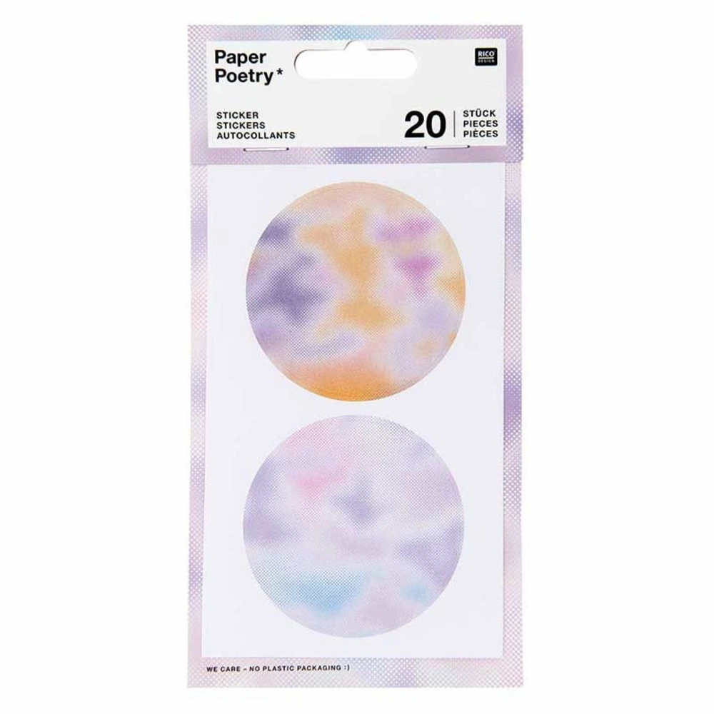 Stickers ronds - flou pastel - 20 pièces avec 12 couleurs
