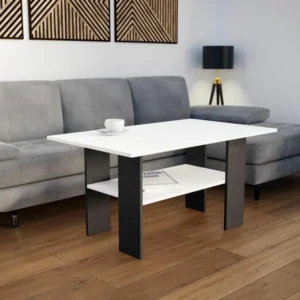 Table basse Reading 101, Noir|Blanc, 50x60x100cm, Stratifié, D'angle pour Anniversaire d'enfant