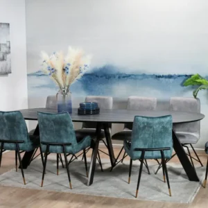 Table à manger en céramique noire mate 240 cm BERGAME