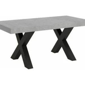 Table à manger rectangulaire gris béton et pieds métal gris sombre Tsara 180cm