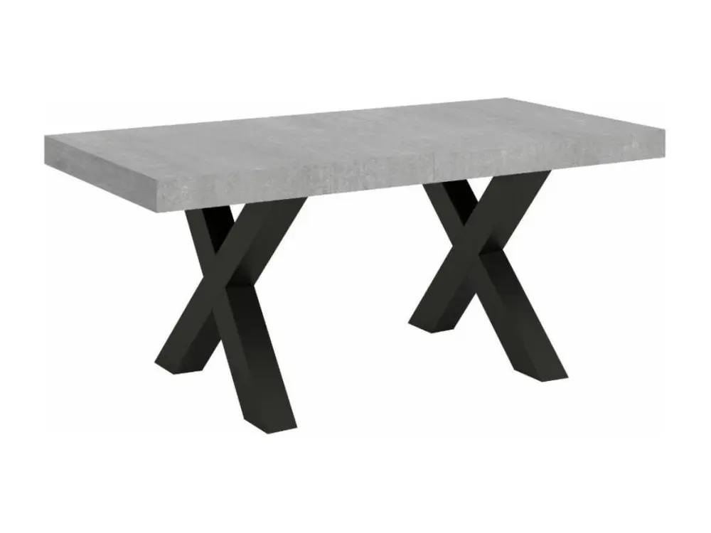 Table à manger rectangulaire gris béton et pieds métal gris sombre Tsara 180cm