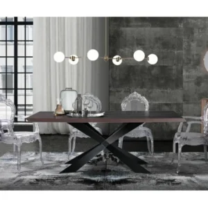 Table rectangle en bois MDF et pieds en acier noir Lola L 200cm Conforme aux normes CE