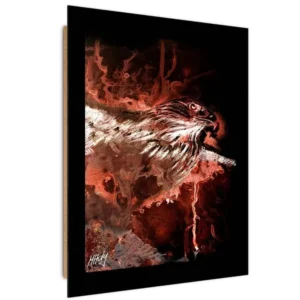Tableau bois eagle sur fond rouge - 70 x 100 cm Non toxique et lavable