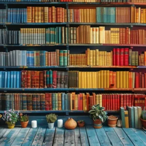 Toile de Fond de Bibliothèque Ancien en Bois pour la Rentrée Scolaire DBD7-38