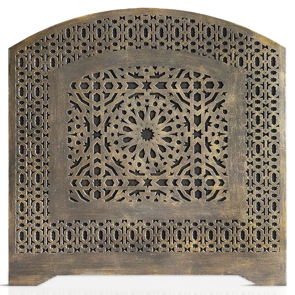 Tête de lit style oriental bois sculpté Agraba 120cm Bronzé en Matériaux biodégradables
