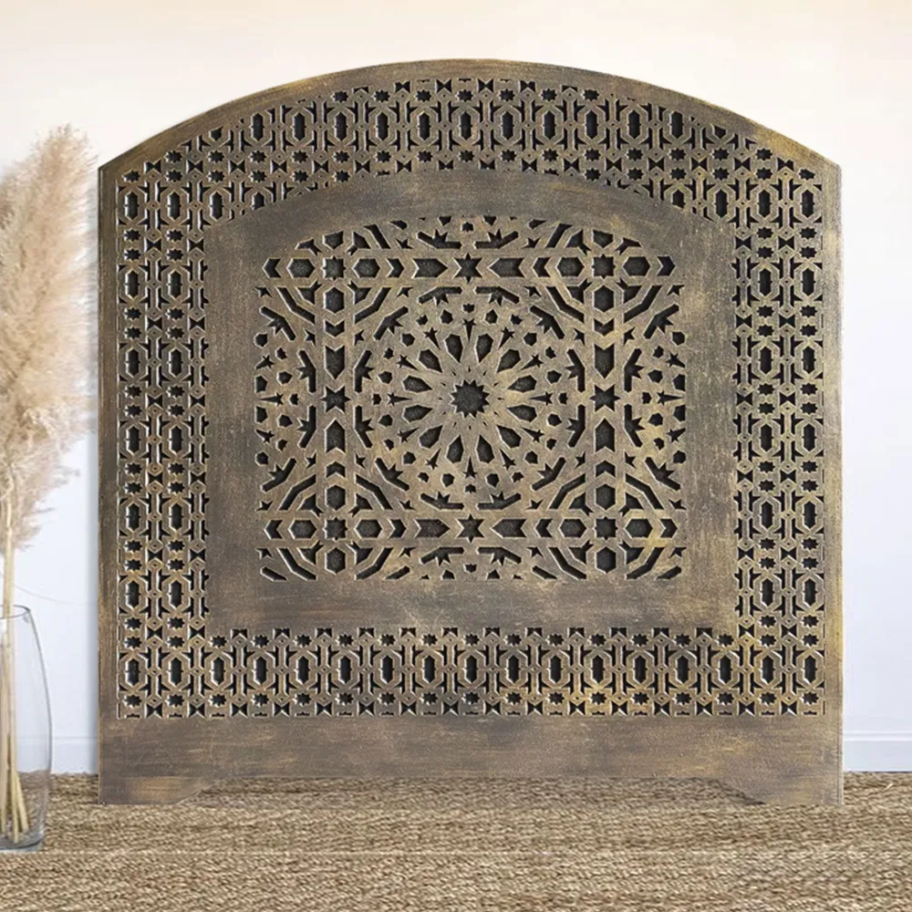 Tête de lit style oriental bois sculpté Agraba 120cm Bronzé en Matériaux biodégradables