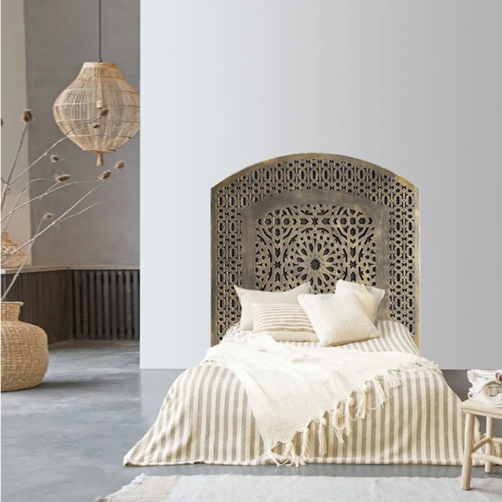 Tête de lit style oriental bois sculpté Agraba 120cm Bronzé en Matériaux biodégradables