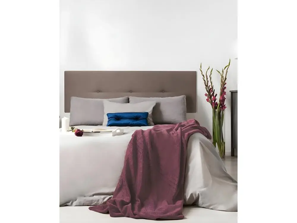 Tête de lit tapissée boutons brun 200x60cm