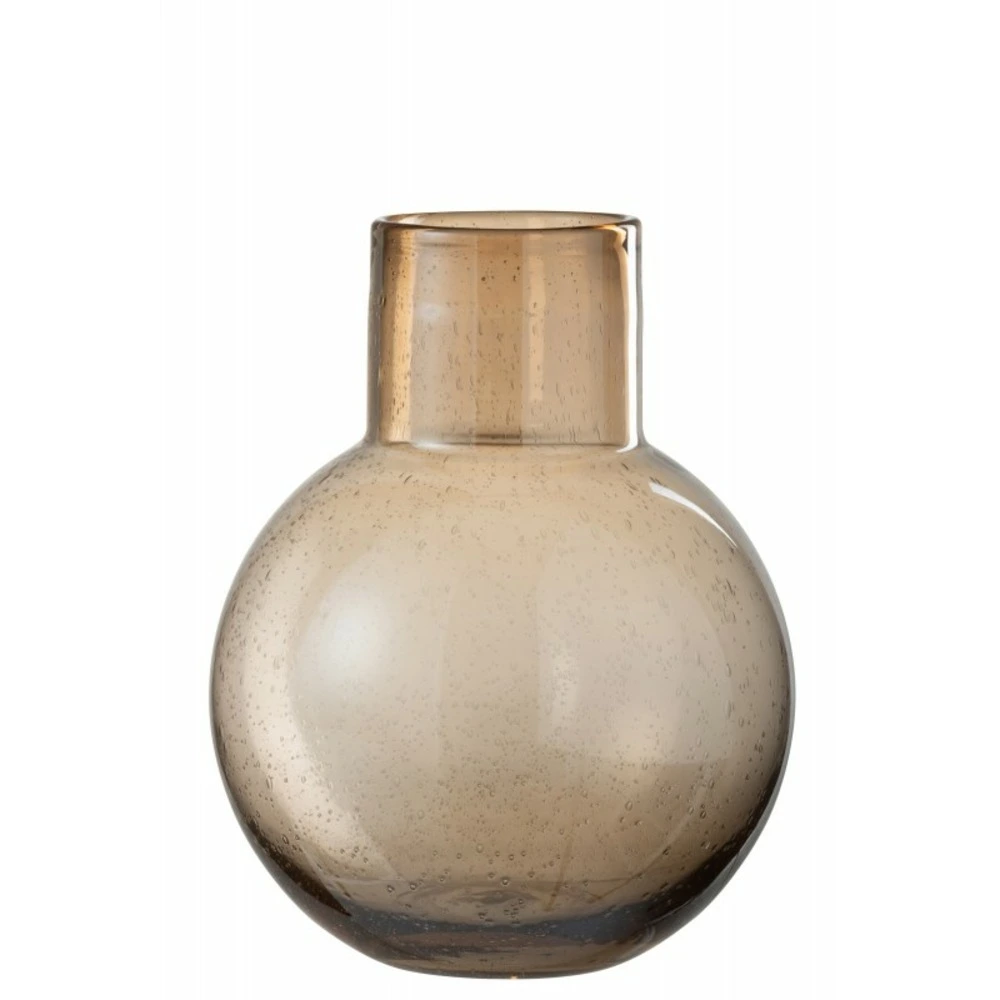 Vase boule avec goulot en verre marron 24x24x29 cm Boîte de rangement incluse