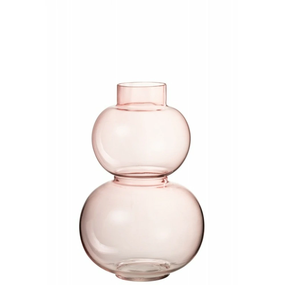 Vase 2 boules en verre rose 18x18x29 cm