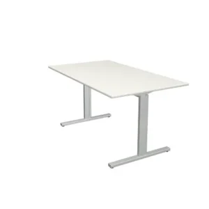 Accessoire Modulable Premium Bureau Kerkmann forme 2 - L 1400 x P 800 x H 700-820 mm avec pied en T en aluminium argent bl...