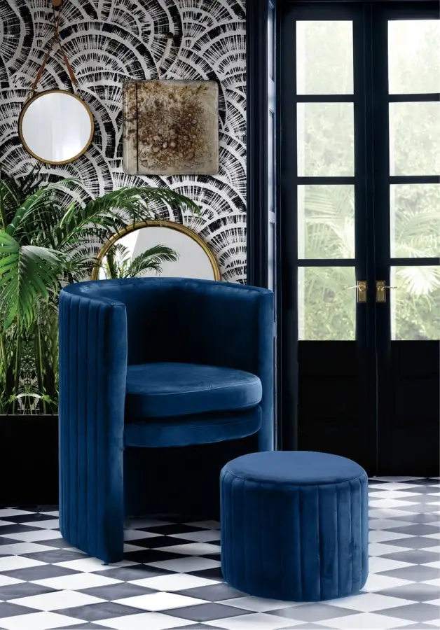 Accessoire Modulable Premium Ensemble De Fauteuil D'Appoint Et Repos-Pieds En Velours Selena