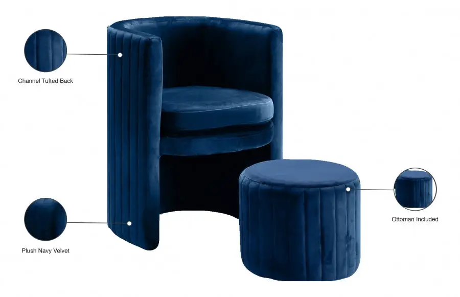 Accessoire Modulable Premium Ensemble De Fauteuil D'Appoint Et Repos-Pieds En Velours Selena