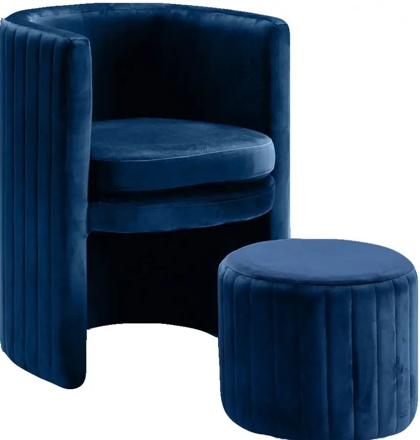 Accessoire Modulable Premium Ensemble De Fauteuil D'Appoint Et Repos-Pieds En Velours Selena