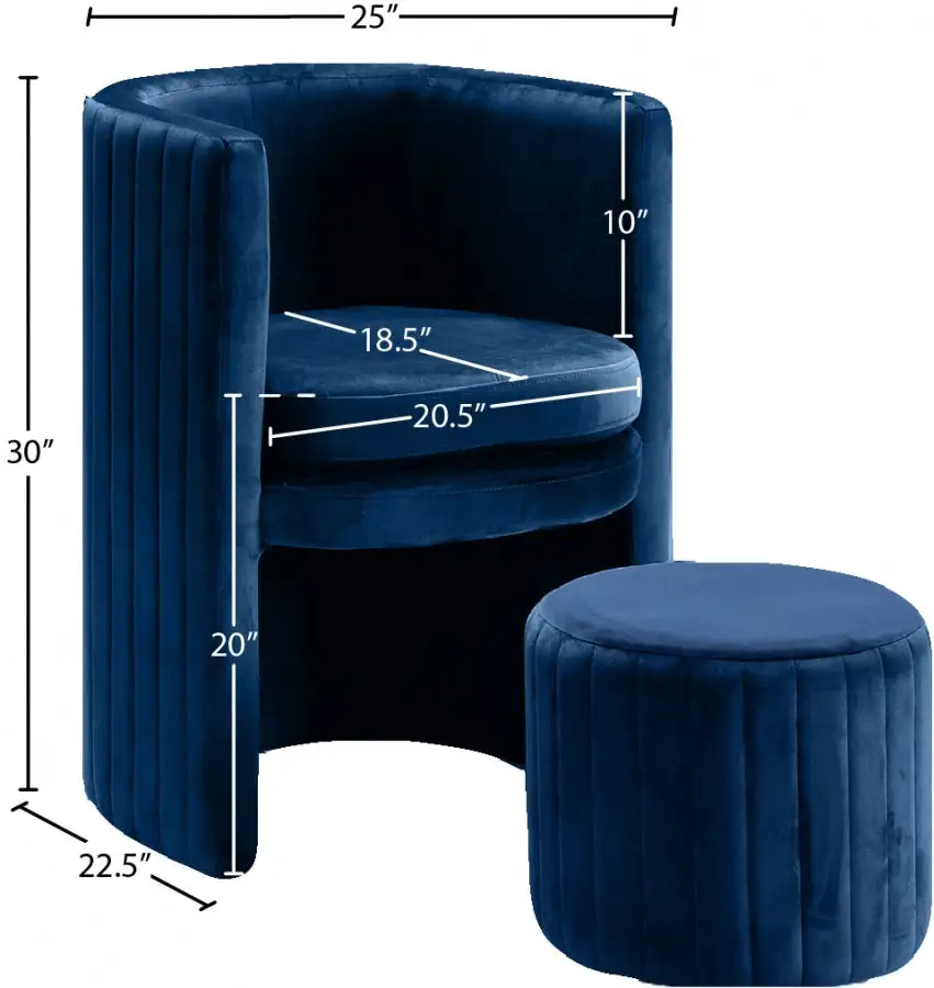 Accessoire Modulable Premium Ensemble De Fauteuil D'Appoint Et Repos-Pieds En Velours Selena