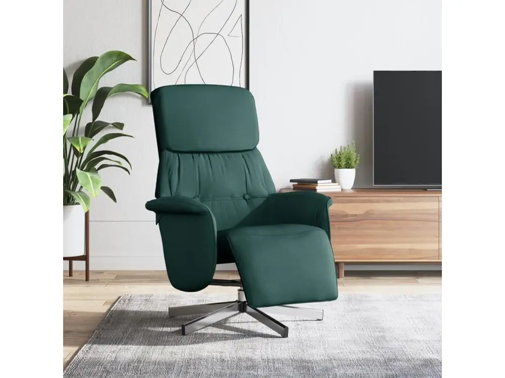Accessoire Modulable Premium Fauteuil inclinable avec repose-pieds vert sombre tissu