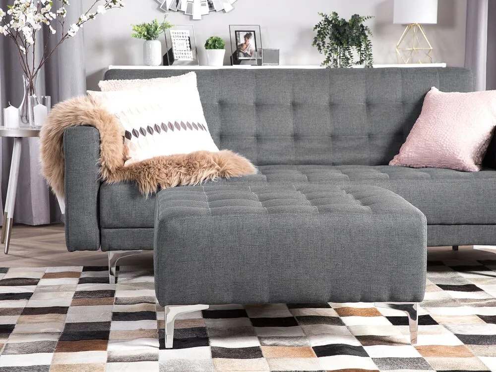Accessoire Modulable Premium Pouf ottoman en tissu gris évident ABERDEEN