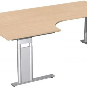 Bureau PC geramöbel à gauche réglable en hauteur panneau de pied C en option 2000x1200x680-820 hêtre/argent N-647322-BS se...