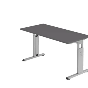 Bureau Hammerbacher pied C 140x67cm graphite/argent épaisseur 25 mm chant ABS 2 mm. Forme rectangulaire VOS614/G/S command...