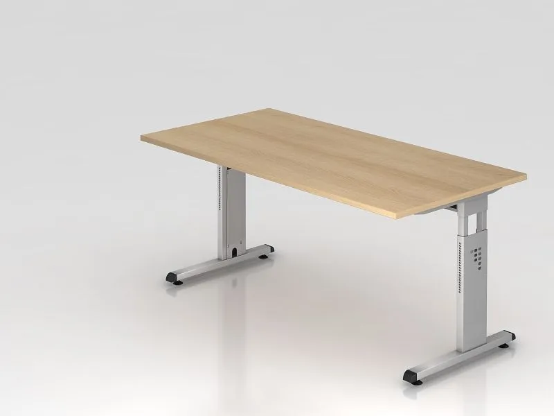 Bureau Hammerbacher pied C 160x80cm chêne/argent hauteur de travail 65-85 cm VOS16/E/S se procurer à bas prix