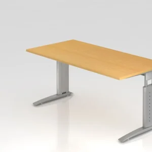 Bureau Hammerbacher pied C 160x80cm hêtre/argent hauteur de travail 68-86 cm réglable VUS16/6/S choisir à bas prix en tiss...