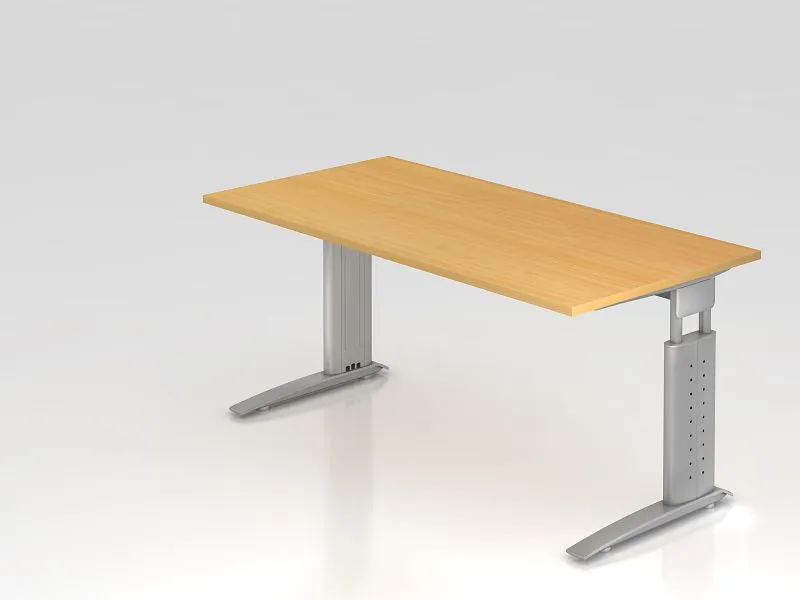 Bureau Hammerbacher pied C 160x80cm hêtre/argent hauteur de travail 68-86 cm réglable VUS16/6/S choisir à bas prix en tiss...