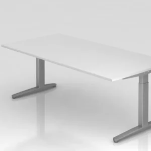 Bureau Hammerbacher pied C 200x100cm blanc/argent coulisses en aluminium argent (similaire à RAL 9006) VXB2E/W/SS se fourn...