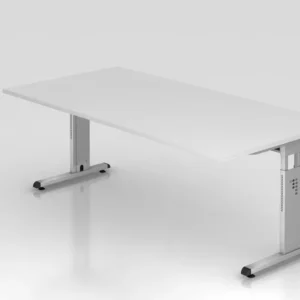 Bureau Hammerbacher pied C 200x100cm blanc/argent hauteur de travail 65-85 cm VOS2E/W/S choisir à bas prix