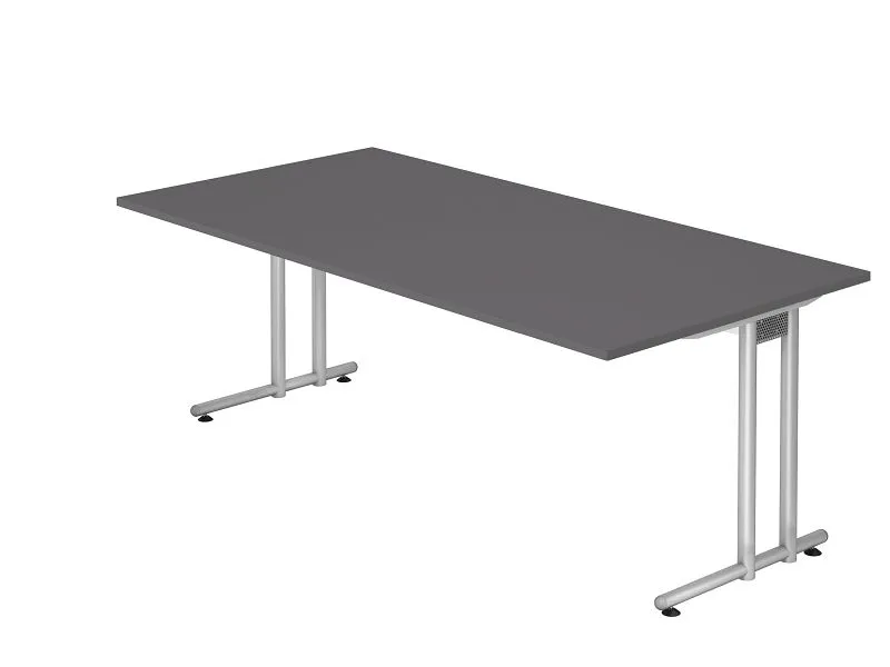 Bureau Hammerbacher pied C 200x100cm graphite/argent hauteur de travail 72 cm VNS2E/G/S prendre à bas prix pour poste de t...