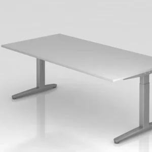 Bureau Hammerbacher pied C 200x100cm gris/argent coulisses en aluminium argent (similaire à RAL 9006) VXB2E/5/SS commander...