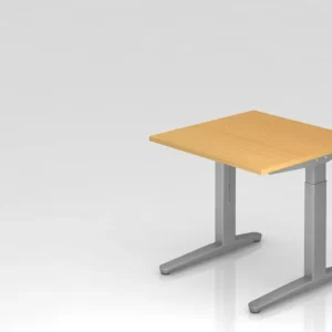 Bureau Hammerbacher pied C 80x80cm hêtre/argent coulisses en aluminium argent (similaire à RAL 9006) VXB08/6/SS obtenir à...