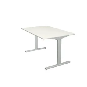 Bureau Kerkmann forme 2 - L 1200 x P 800 x H 700-820 mm avec pied en T en aluminium argent blanc 11020410 commander à bas...