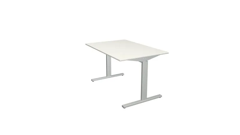 Bureau Kerkmann forme 2 - L 1200 x P 800 x H 700-820 mm avec pied en T en aluminium argent blanc 11020410 commander à bas...