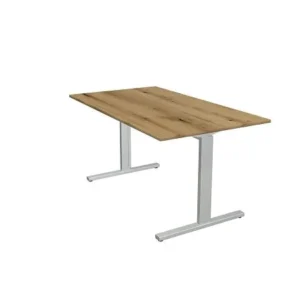 Bureau Kerkmann forme 2 - L 1400 x P 800 x H 700-820 mm avec pied en T en aluminium argent chêne 11021055 acquérir à bas prix