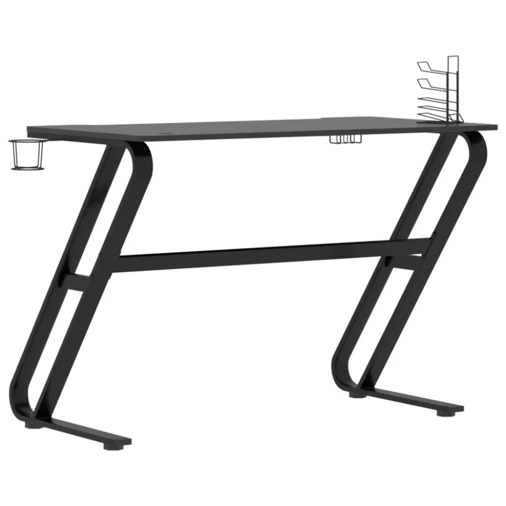 Bureau table poste de travail meuble d'ordinateur informatique étude de jeu avec pieds en forme de ZZ 110 x 60 x 75 cm noi...